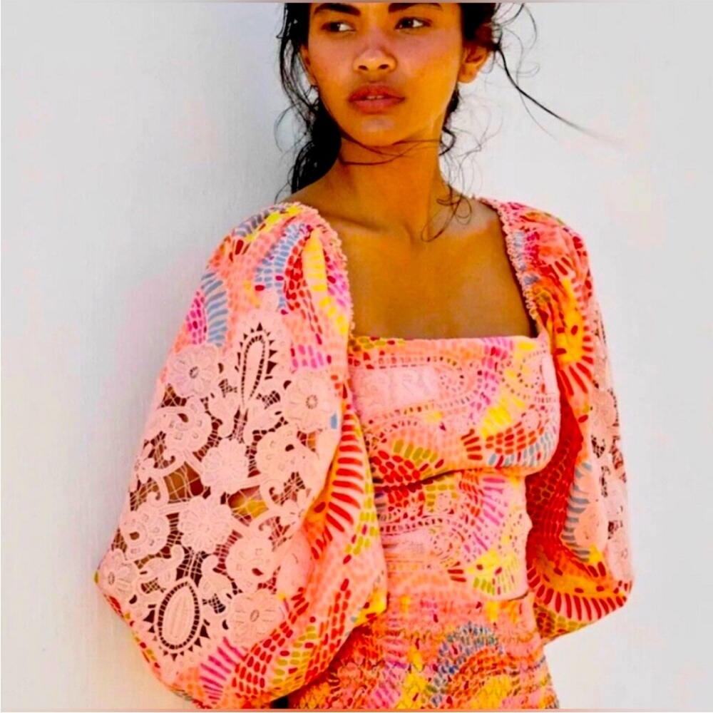 Farm Rio pink dotted banana blouse - xs